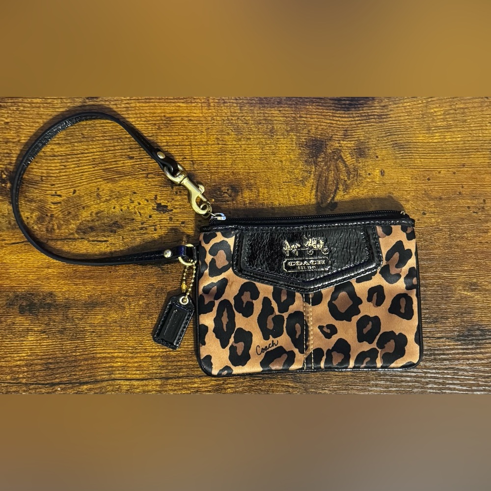 Coach leopard print wristlet